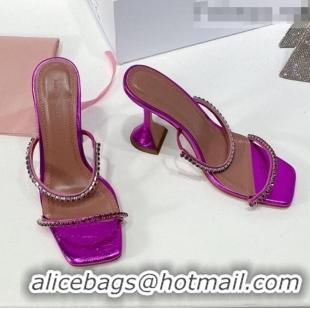 Buy New Cheap Amina Muaddi Glazed Crystal Sandals 9.5cm AM1022 Purple 2021