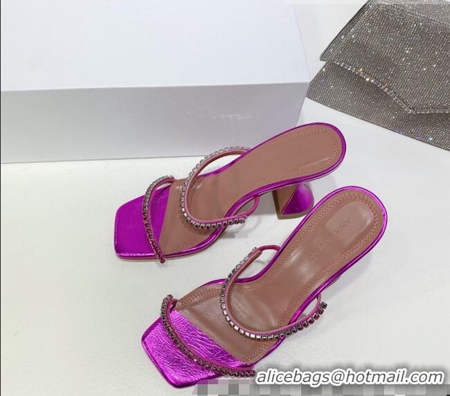 Buy New Cheap Amina Muaddi Glazed Crystal Sandals 9.5cm AM1022 Purple 2021