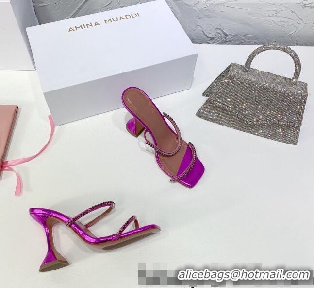 Buy New Cheap Amina Muaddi Glazed Crystal Sandals 9.5cm AM1022 Purple 2021