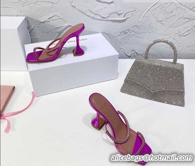 Buy New Cheap Amina Muaddi Glazed Crystal Sandals 9.5cm AM1022 Purple 2021