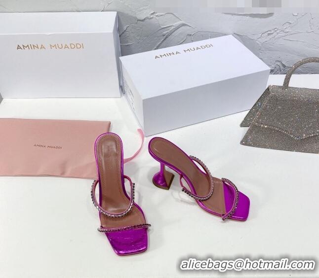 Buy New Cheap Amina Muaddi Glazed Crystal Sandals 9.5cm AM1022 Purple 2021