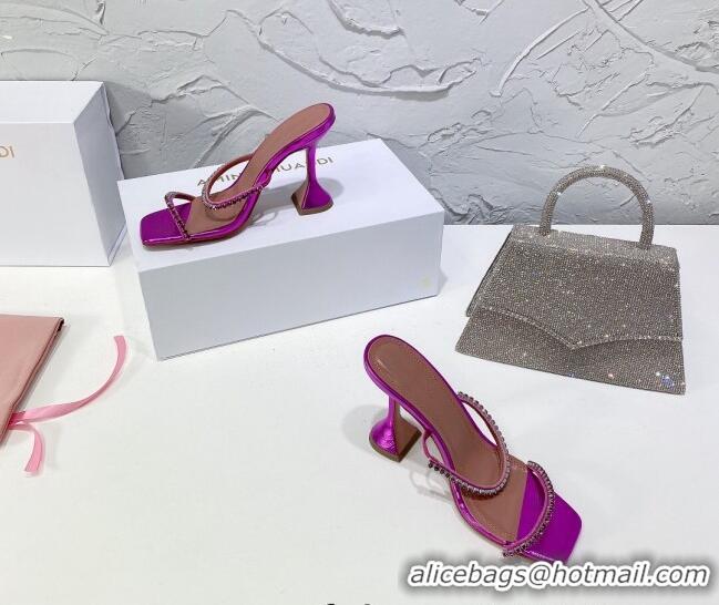 Buy New Cheap Amina Muaddi Glazed Crystal Sandals 9.5cm AM1022 Purple 2021