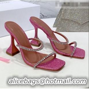 Super Quality Amina Muaddi Sequins Crystal Sandals 9.5cm AM1022 Pink 2021