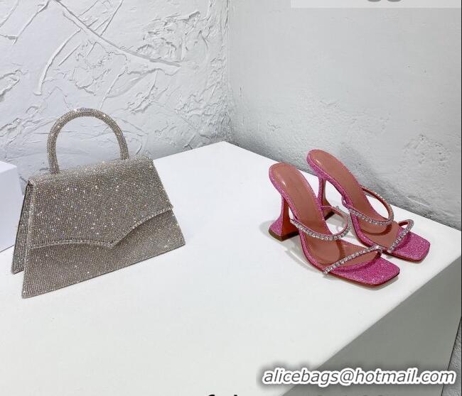 Super Quality Amina Muaddi Sequins Crystal Sandals 9.5cm AM1022 Pink 2021