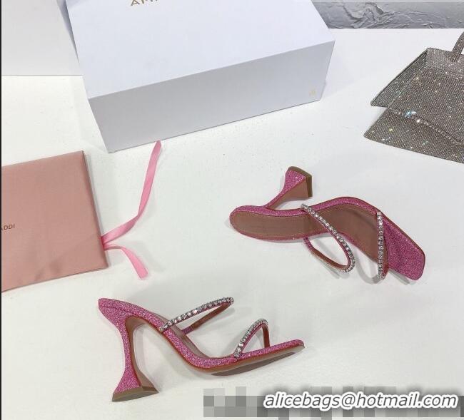 Super Quality Amina Muaddi Sequins Crystal Sandals 9.5cm AM1022 Pink 2021