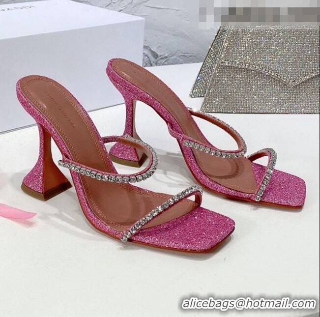 Super Quality Amina Muaddi Sequins Crystal Sandals 9.5cm AM1022 Pink 2021