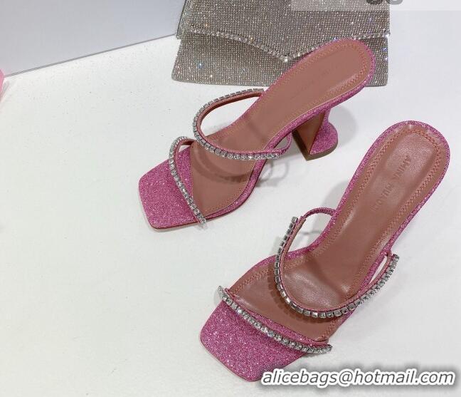 Super Quality Amina Muaddi Sequins Crystal Sandals 9.5cm AM1022 Pink 2021