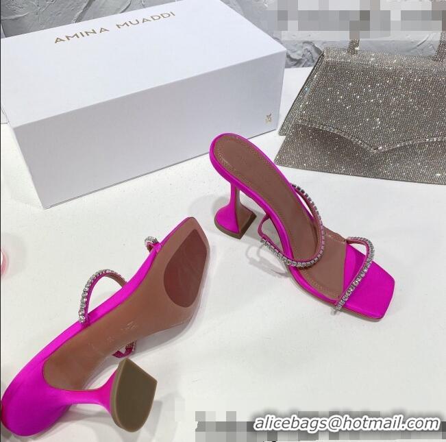 Promotional Amina Muaddi Silk Crystal Sandals 9.5cm AM1022 Pink 2021