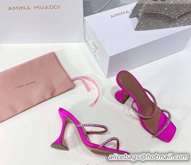 Promotional Amina Muaddi Silk Crystal Sandals 9.5cm AM1022 Pink 2021