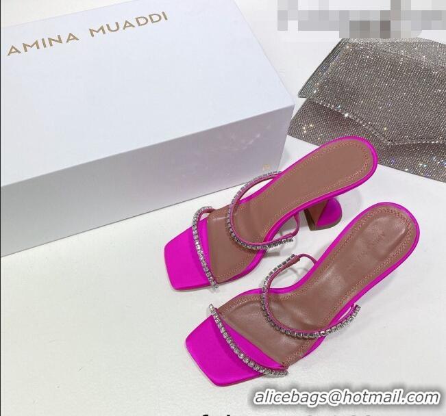 Promotional Amina Muaddi Silk Crystal Sandals 9.5cm AM1022 Pink 2021