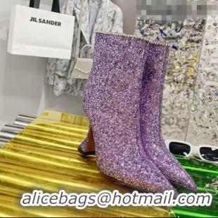 New Style Amina Muaddi Sequins Short Boots AM2301 Purple 2021