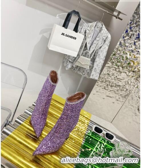 New Style Amina Muaddi Sequins Short Boots AM2301 Purple 2021