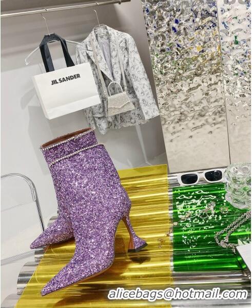 New Style Amina Muaddi Sequins Short Boots AM2301 Purple 2021