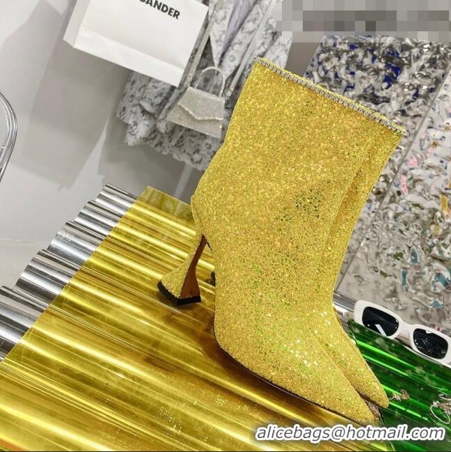 Buy Inexpensive Amina Muaddi Sequins Short Boots AM2301 Silver 2021