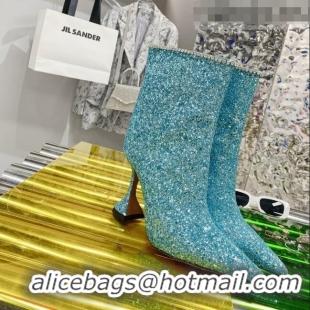 Promotional Amina Muaddi Sequins Short Boots AM2301 Blue 2021