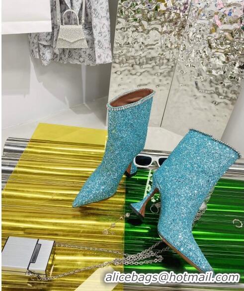 Promotional Amina Muaddi Sequins Short Boots AM2301 Blue 2021