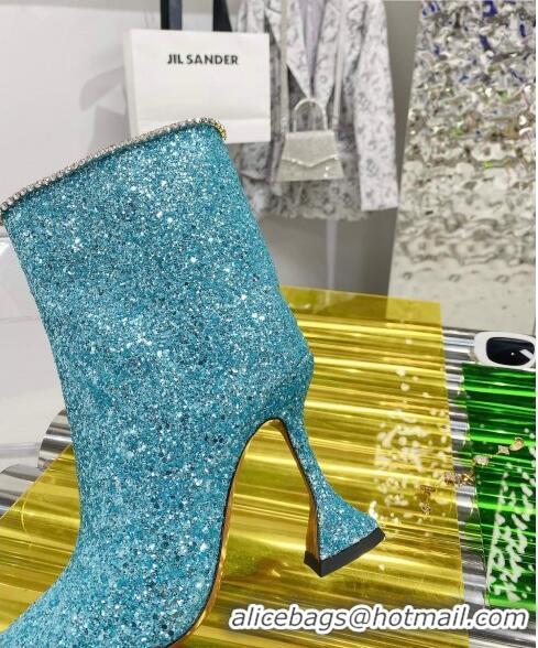 Promotional Amina Muaddi Sequins Short Boots AM2301 Blue 2021