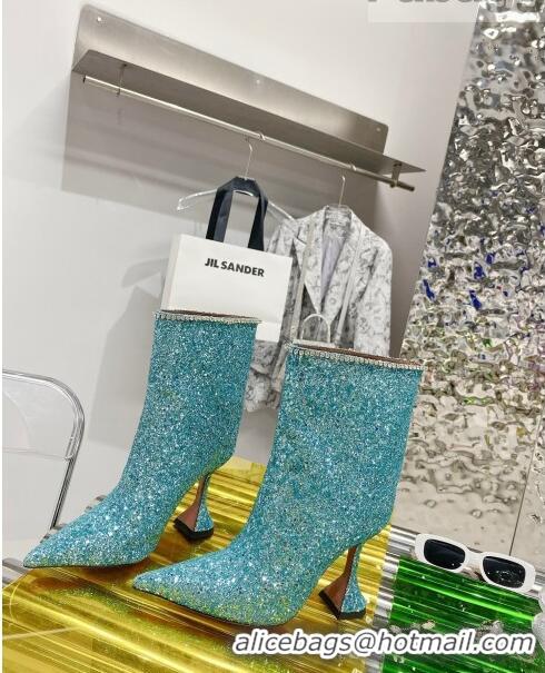 Promotional Amina Muaddi Sequins Short Boots AM2301 Blue 2021