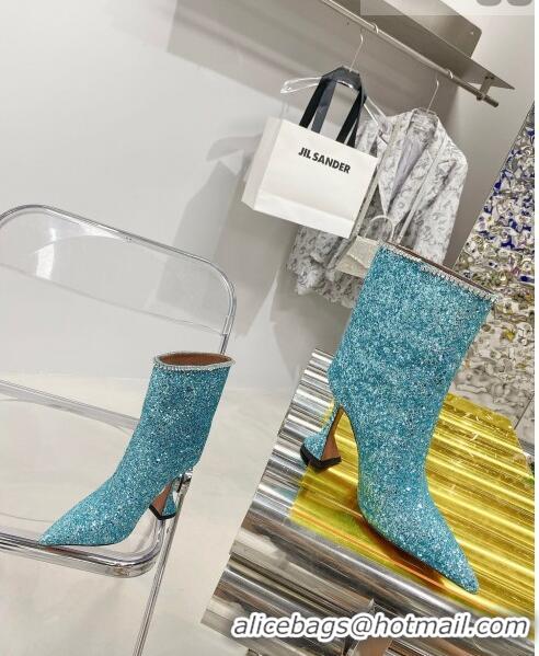 Promotional Amina Muaddi Sequins Short Boots AM2301 Blue 2021