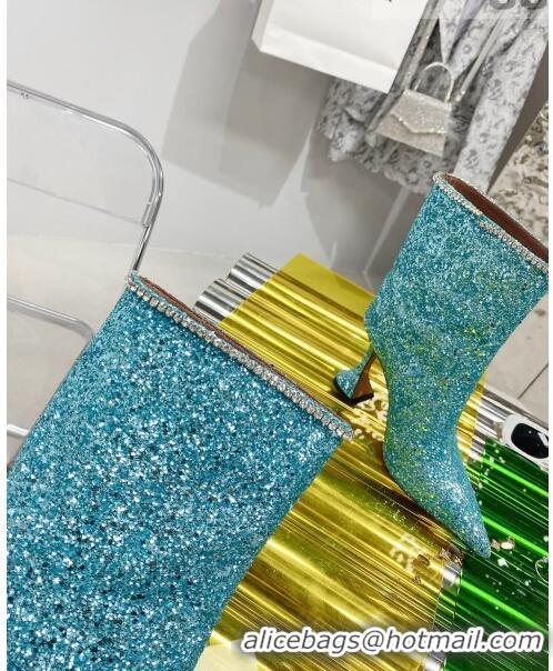 Promotional Amina Muaddi Sequins Short Boots AM2301 Blue 2021