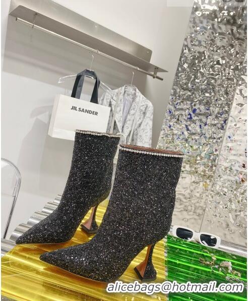 Super Quality Amina Muaddi Sequins Short Boots AM2301 Black 2021