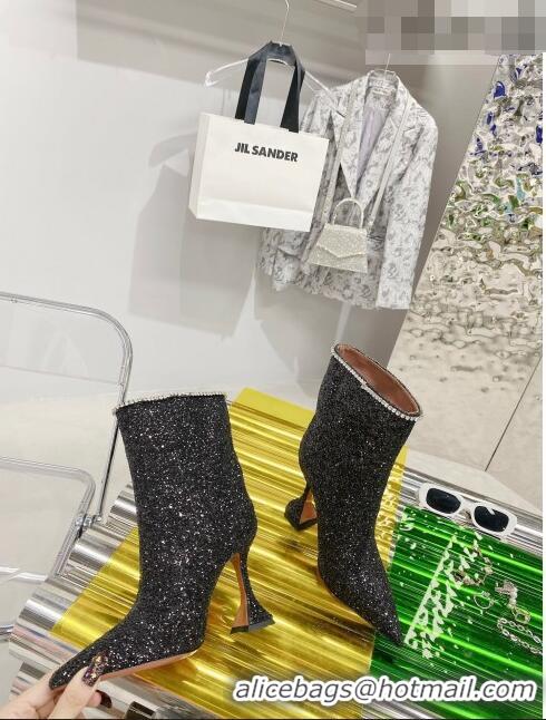 Super Quality Amina Muaddi Sequins Short Boots AM2301 Black 2021