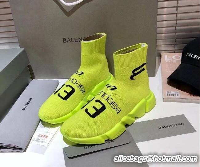 Duplicate Balenciaga Speed Knit 13 Sock Short Boots 060821 Neon Green