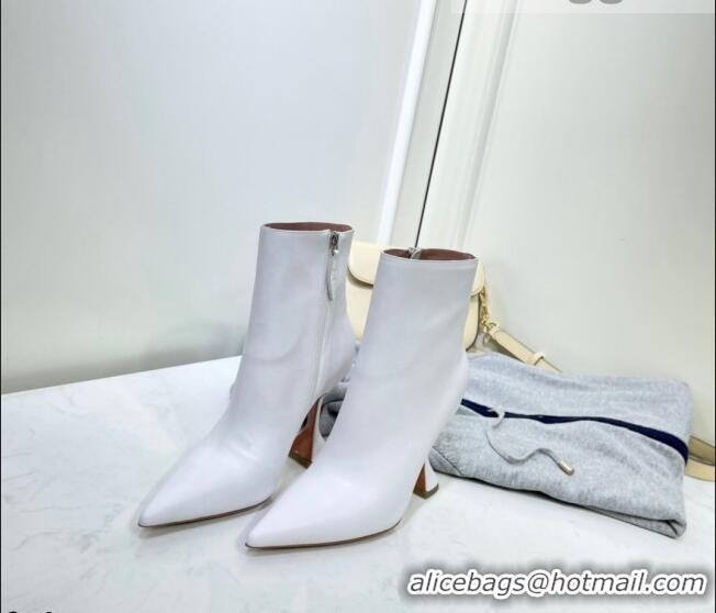 Buy Fashionable Amina Muaddi Calfskin Short Boots AM2306 White 2021