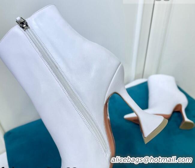 Buy Fashionable Amina Muaddi Calfskin Short Boots AM2306 White 2021