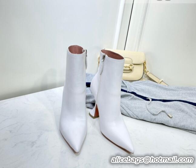 Buy Fashionable Amina Muaddi Calfskin Short Boots AM2306 White 2021