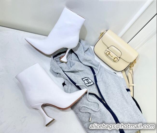 Buy Fashionable Amina Muaddi Calfskin Short Boots AM2306 White 2021