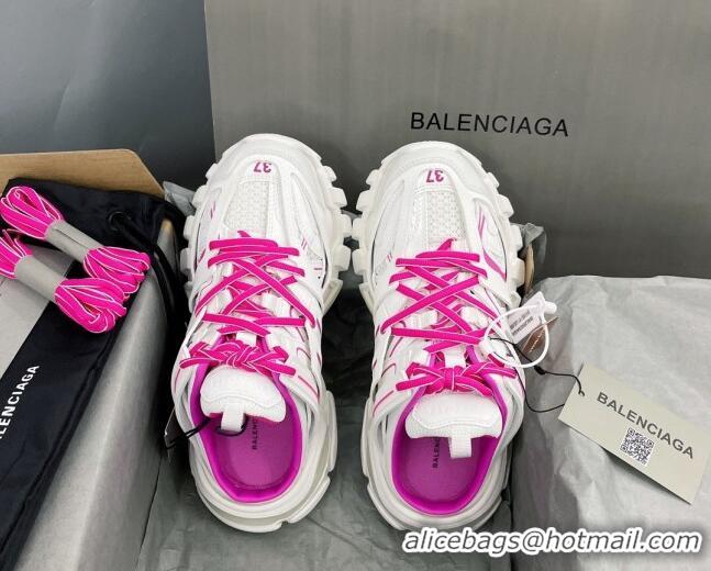 Fashion Luxury Balenciaga Track Mules in Mesh and Nylon 071224 White/Pink