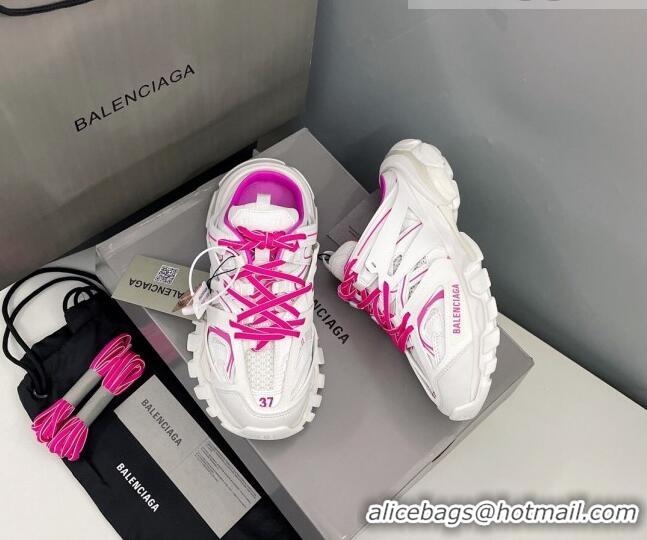 Fashion Luxury Balenciaga Track Mules in Mesh and Nylon 071224 White/Pink