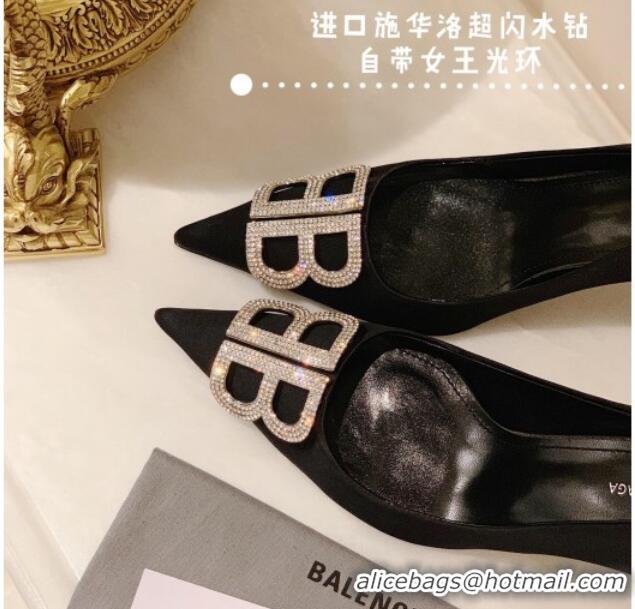 Most Popular Balenciaga Silk Crystal BB Knife Pump 8cm 071353 Black