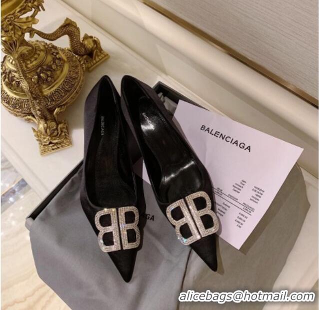 Most Popular Balenciaga Silk Crystal BB Knife Pump 8cm 071353 Black