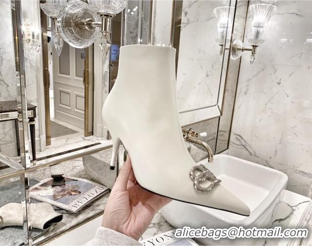 Luxurious Balenciaga Lambskin BB Heeled Short Boots 8.5cm 071355 White