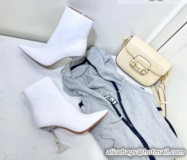 Top Quality Amina Muaddi Calfskin Short Boots AM2308 White 2021