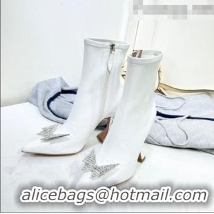 Good Price Amina Muaddi Patent Leather Short Boots with Crystal Bow AM2309 White 2021