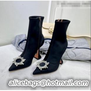 Affordable Price Amina Muaddi Lycra Short Boots with Crystal Buckle AM2317 Black 2021