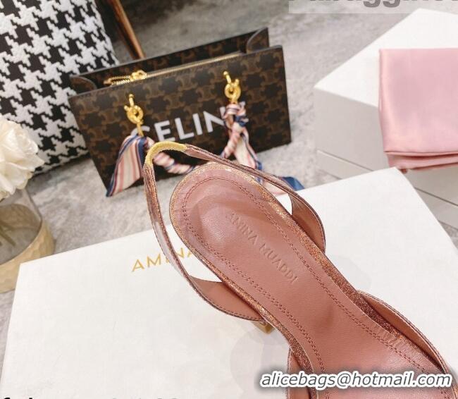 Grade Product Amina Muaddi Sequins Crystal Circle Slingback Pumps 9.5cm AM2331 Gold 2021