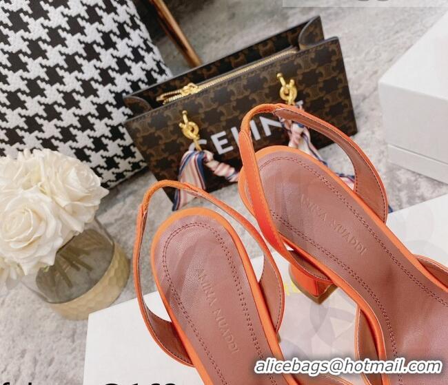 Low Cost Amina Muaddi Silk Crystal Circle Slingback Pumps 9.5cm AM2331 Orange 2021