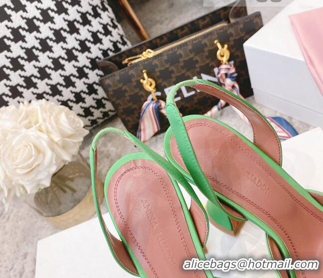 Buy Discount Amina Muaddi Silk Crystal Circle Slingback Pumps 9.5cm AM2331 Grass Green 2021