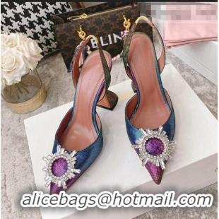 Luxury Discount Amina Muaddi Crystal Circle Slingback Pumps 9.5cm AM2331 Multicolor 2021