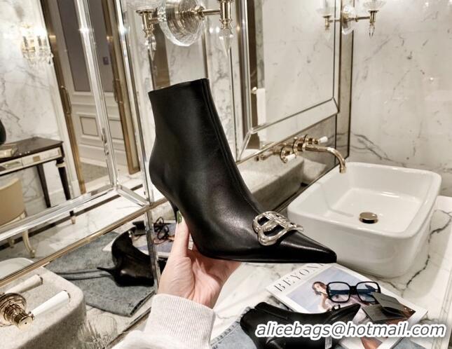 Super Balenciaga Lambskin BB Heeled Short Boots 8.5cm 071355 Black