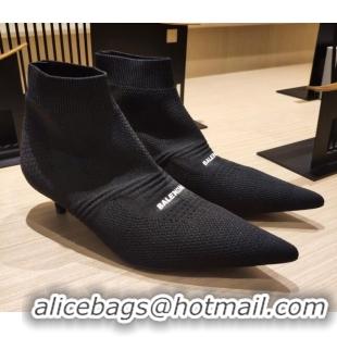 Unique Discount Balenciaga Knife Knit Ankle Boots 4cm 092563 Black 2021