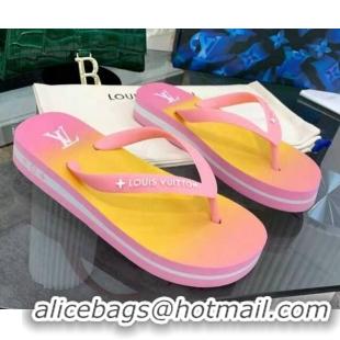 Best Design Louis Vuitton Arcade Rubber Flat Thong Sandals Pink 061501