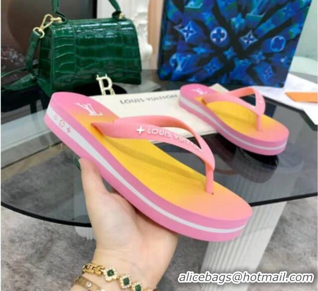 Best Design Louis Vuitton Arcade Rubber Flat Thong Sandals Pink 061501