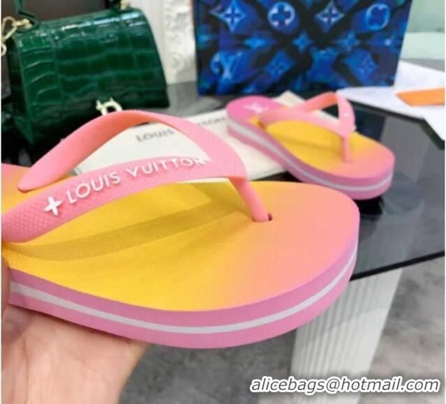 Best Design Louis Vuitton Arcade Rubber Flat Thong Sandals Pink 061501