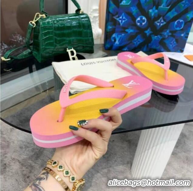 Best Design Louis Vuitton Arcade Rubber Flat Thong Sandals Pink 061501