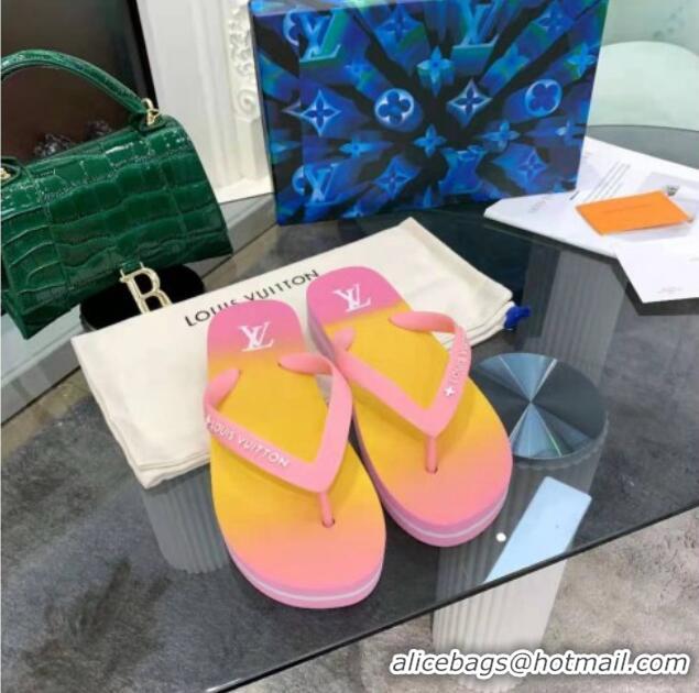 Best Design Louis Vuitton Arcade Rubber Flat Thong Sandals Pink 061501